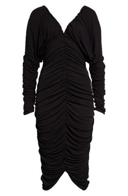 Interior Beatrice Center Ruched Long Sleeve Dress in Black