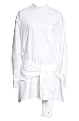 Interior Caleb Long Sleeve Tie Detail Shirtdress in Paper White