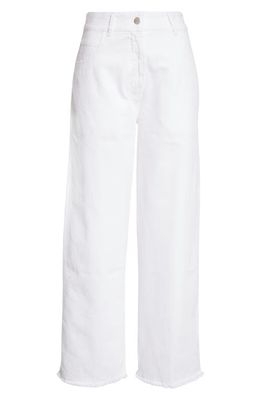 Interior Clarice Raw Hem Cotton Carpenter Pants in Future White