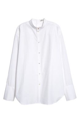 Interior Duo Button Long Sleeve Cotton Shirt in Paper White