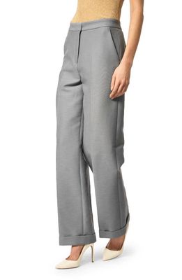 Interior Nico Cuff Cotton Pants in Gray/Blue