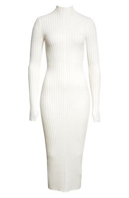 Interior Ridley Mock Neck Long Sleeve Cotton Blend Sweater Dress in Future White