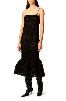 Interior The Esther Sheer Floral Lace Midi Dress in Black