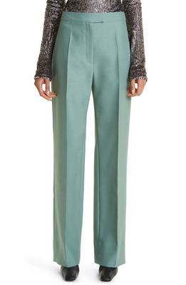 Interior The Fontaine Wool & Silk Faille Straight Leg Trousers in Celadon