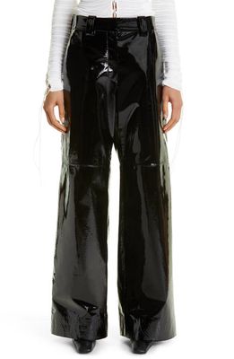 Interior The Marlowe Wide Leg Patent Leather Pants in Black