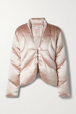 Interior - The Mira Quilted Silk-satin Down Jacket - Pink
