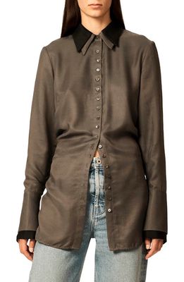 Interior The Nuno Double Collar Button-Up Shirt in Steel