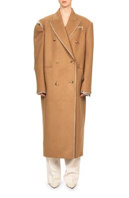 Interior The Riley Raw Edge Deconstructed Long Wool Coat in Camel