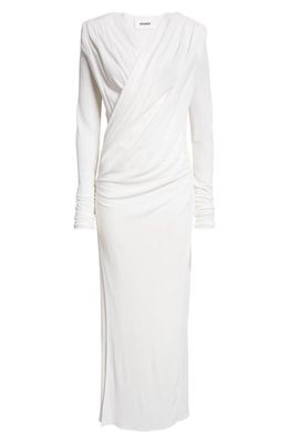 Interior The Sloan Long Sleeve Drape Front Maxi Dress in White