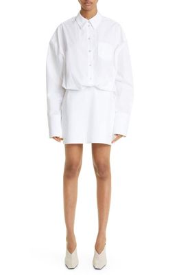 Interior The Tutto Long Sleeve Cotton Poplin Shirtdress in White