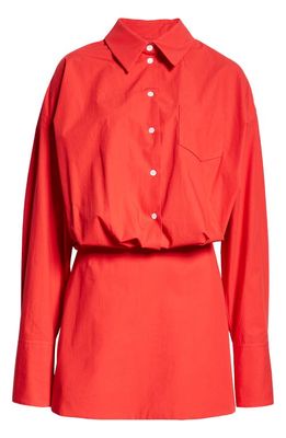 Interior The Tutto Long Sleeve Poplin Mini Shirtdress in Red