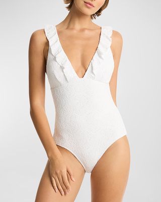 Interlace Frill One-Piece Swimsuit