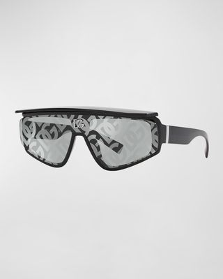 Interlocking DG Mirrored Plastic Shield Sunglasses