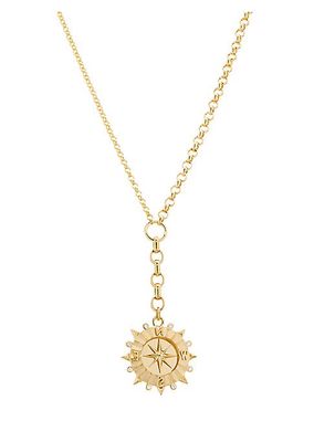 Internal Compass 18K Yellow Gold & 0.12 TCW Diamond Belcher Chain Necklace