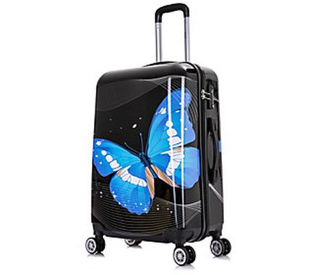 InUSA Black Butterfly Lightweight Hardside Spin ner 24" Luggage