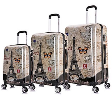 InUSA Paris Lightweight Hardside Spinner 3 Piec e Set-Prints