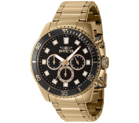 Invicta Men's Pro Diver Goldtone Stainless Blac k Dial Watch