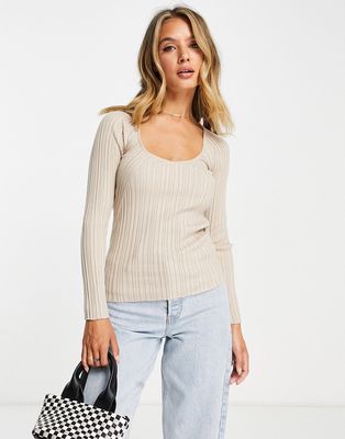 InWear Ginda ribbed fitted sweater in cream-White