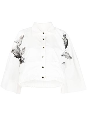 Ioana Ciolacu abstract-print ruffle-hem shirt - White