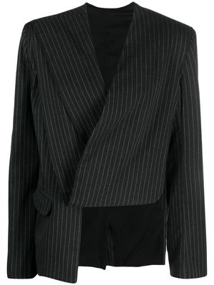 Ioana Ciolacu asymmetric pinstripe-pattern jacket - Black
