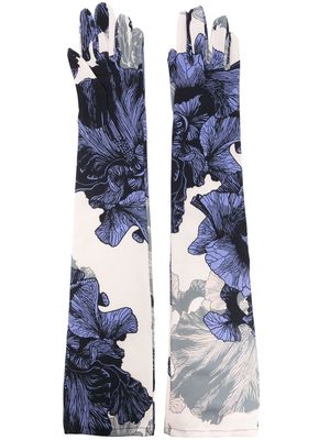 Ioana Ciolacu floral-print long gloves - Neutrals