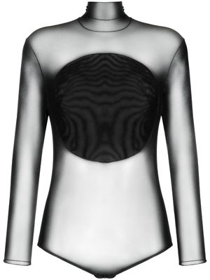 Ioana Ciolacu high-neck long-sleeve sheer body - Black