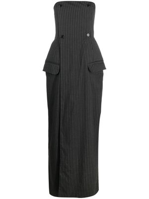 Ioana Ciolacu pinstripe-pattern bandeau-style maxi dress - Black