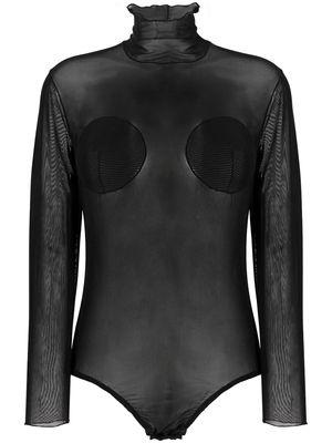 Ioana Ciolacu transparent long-sleeve bodysuit - Black
