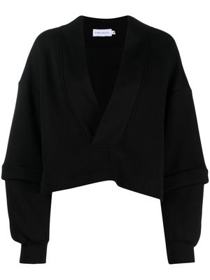 Ioana Ciolacu V-neck cotton-blend sweatshirt - Black