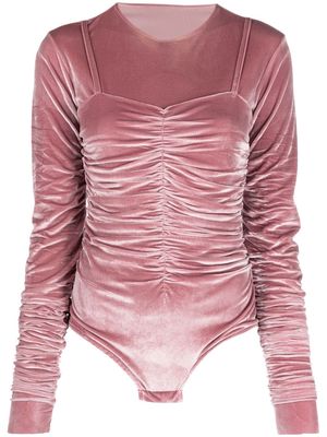 Ioana Ciolacu velvet-effect gathered-detail body - Pink