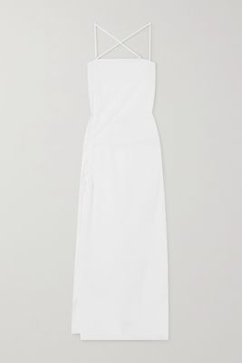 ioannes - Camilla Open-back Ruched Cotton-poplin Maxi Dress - White