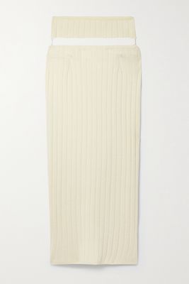 ioannes - Cutout Ribbed Merino Wool-blend Midi Skirt - Cream