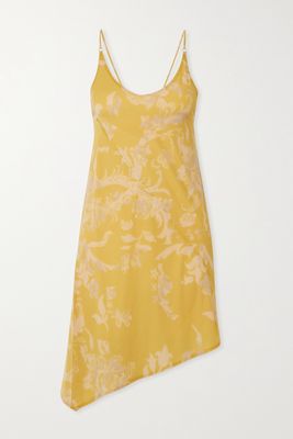 ioannes - Open-back Asymmetric Floral-print Stretch-jersey Mini Dress - Yellow