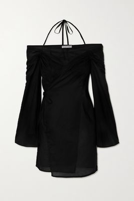 ioannes - Romeo Cold-shoulder Cotton Halterneck Wrap Dress - Black