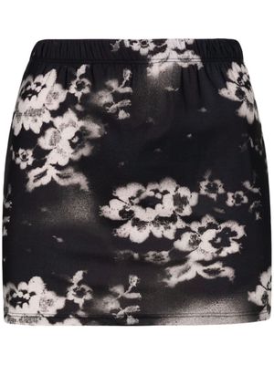 Ioannes spray-paint floral-print miniskirt - Black