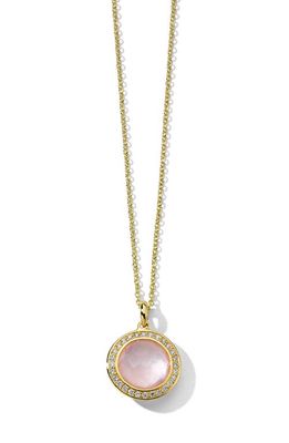 Ippolita Lollipop® Rose Quartz & Diamond Mini Pendant Necklace in Green Gold