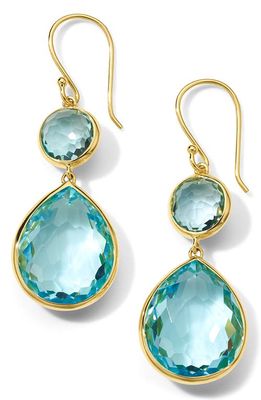 Ippolita Rock Candy Snowman Drop Earrings in Gold/Blue Topaz