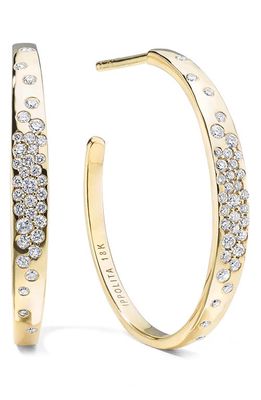 Ippolita Stardust Crinkle Diamond Hoop Earrings in Gold