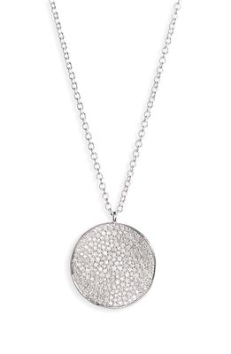 Ippolita Stardust Large Flower Pave Diamond Disc Pendant Necklace in Silver