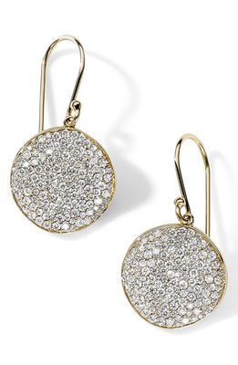 Ippolita Stardust Medium Pavé Diamond Disc Drop Earrings in Green Gold