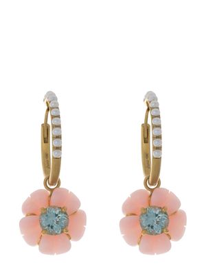 Irene Neuwirth 18kt rose gold Tropical Flower opal, diamond and kunzite earrings - Pink