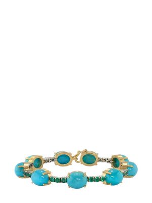 Irene Neuwirth 18kt yellow and white gold Tennis turquoise and emerald bracelet