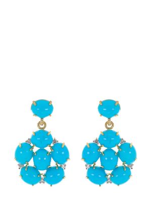 Irene Neuwirth 18kt yellow gold Kingman turquoise diamond drop earrings