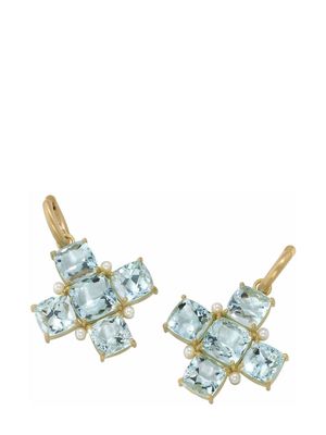 Irene Neuwirth 18kt yellow gold One-Of-A-Kind aquamarine pearl drop earrings
