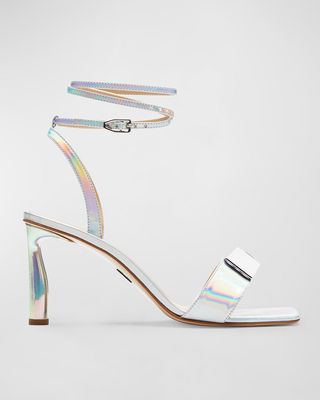 Iridescent Cube Ankle-Strap Sandals