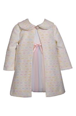 Iris & Ivy Bouclé Coat & Dress Set in Ivory Multi