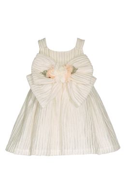 Iris & Ivy Kids' Bow Plissé Dress in Ivory 