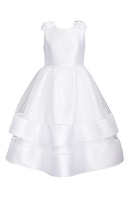 Iris & Ivy Kids' Bow Shoulder Sleeveless First Communion Dress in White