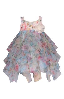 Iris & Ivy Kids' Cascade Floral Tiered Party Dress in Blue Multi 