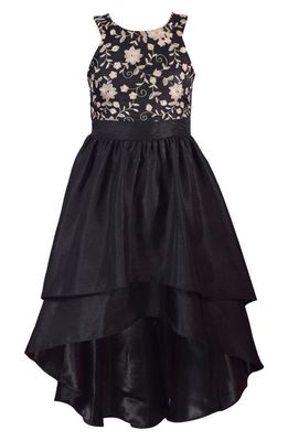 Iris & Ivy Kids' Embroidered Layered High-Low Dress in Black